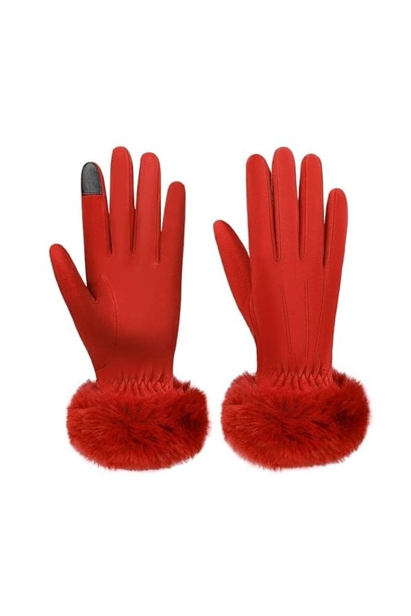 QLSWZC gants hiver femme chaud Gants résistants au chaud et au froid en poils de lapin, gants à écran tactile for cadeaux de 