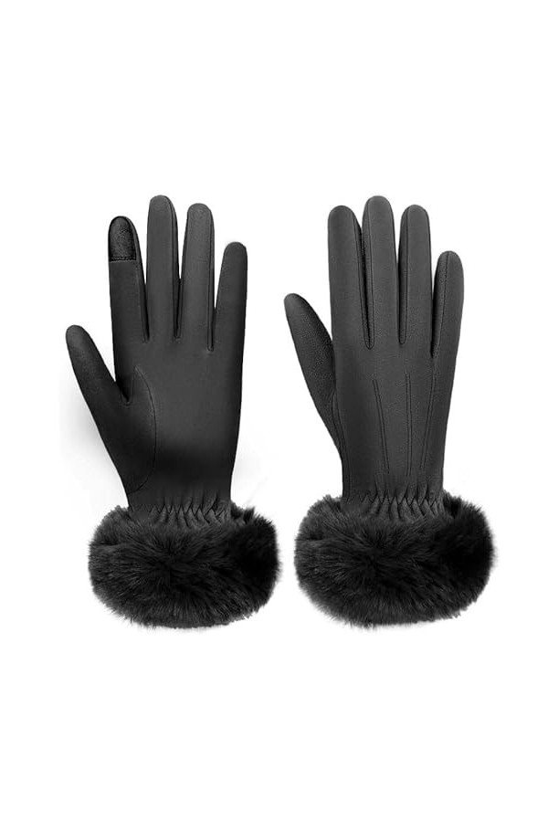QLSWZC gants hiver femme chaud Gants résistants au chaud et au froid en poils de lapin, gants à écran tactile for cadeaux de 
