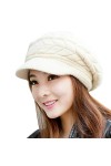 Tuopuda® Femme Hiver Chapeau Fille Tricoté Bonnet Béret Casquette/Bonnet Oreilles De Chat Chanvre Fleurs Bonnet Noir Beige 
