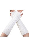 PAREKS Unisexe hommes mitaines gants hiver mode doux tricoté chaud femmes mitaines gants femmes gants mitaines Color : Bianc