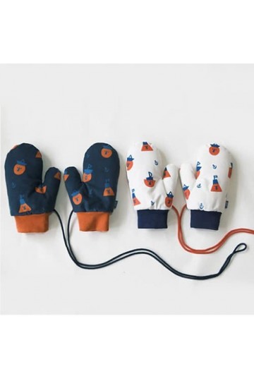 Jjshueryg Gants imprimés déquipage et épaississement de Velours Couple Mignon Gants Chauds Automne et Hiver Gants de Doigt c