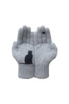 ERICAT Gants dhiver for adolescents, imprimés chat et oiseau, tricotés thermiques, coupe-vent, mitaines chaudes dhiver Col