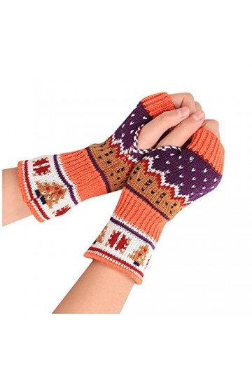 PAREKS Gants sans doigts Gants darbre Gants épais mitaines sans doigts tricotées de Noël for femmes par temps froid chauffé 