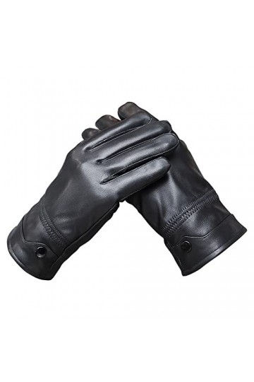 Gants Chauds Pour Femme Gants DHiver Gants En Cuir Gants Pour Hommes Chauds Et Gants Rembourrés En Velours Noir M