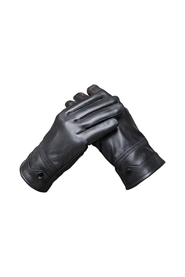 Gants Chauds Pour Femme Gants DHiver Gants En Cuir Gants Pour Hommes Chauds Et Gants Rembourrés En Velours Noir M