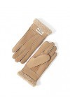 YISEVEN Hiver Femmes Gants en Cuir Peau de Mouton Moelleux Poignet en Sherpa Fourrure de Laine Doublé Chauffé Pour lHiver Co