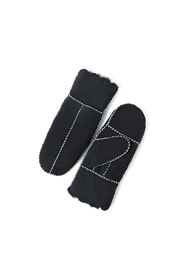 YISEVEN Femme Hiver Nouveau Gants en Moufles en Cuir Peau de Mouton Véritable Mérinos Chaud Épaisse Fourrure Doublée Thermiqu