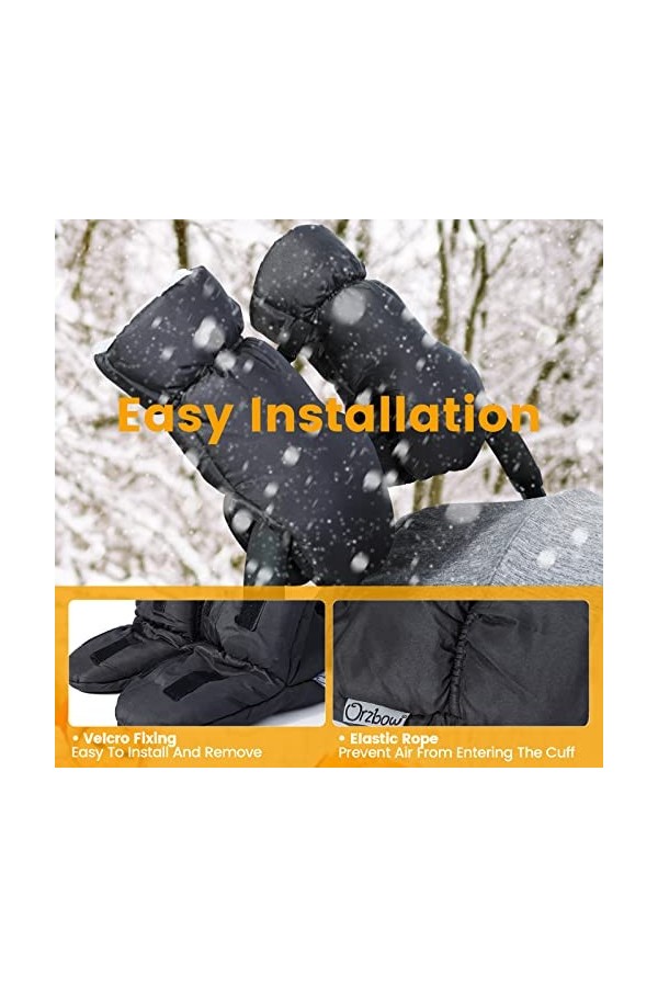 Orzbow Hiver Gants Poussette,Imperméable Protège-Mains Poussette en Doux Chaud Coupe-Vent et Imperméable Antigel,Universel Ch