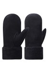 Harssidanzar Femmes Gants Mitaines,Gants à manchettes en laine chauffés, adaptés au froid hivernal KL024,Chameau,taille M