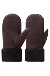 Harssidanzar Femmes Gants Mitaines,Gants à manchettes en laine chauffés, adaptés au froid hivernal KL024,Chameau,taille M