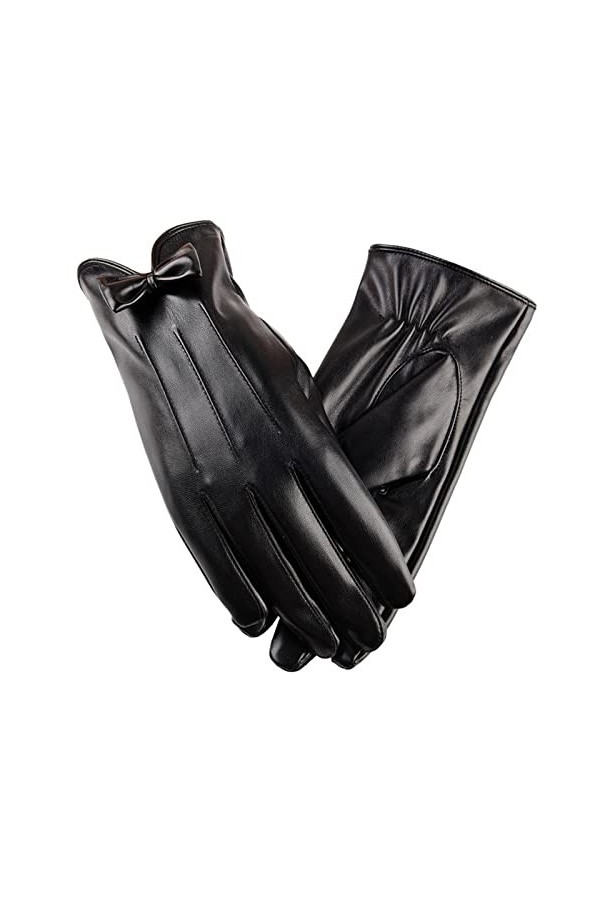 Gants dhiver en cuir PU pour femme - Chaud - Pour écran tactile - Pour la conduite