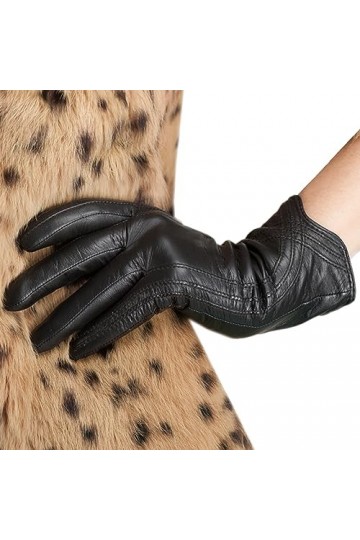 Nappaglo Gants de Femme en Cuir dagneau Gant Épais au Chaud avec Décoratif Tactile&Non-tactile 