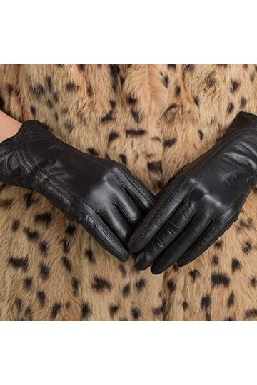 Nappaglo Gants de Femme en Cuir dagneau Gant Épais au Chaud avec Décoratif Tactile&Non-tactile 