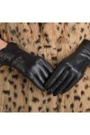Nappaglo Gants de Femme en Cuir dagneau Gant Épais au Chaud avec Décoratif Tactile&Non-tactile 