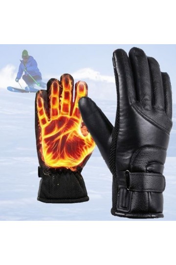 Gants Chauffants Homme/Femme Hiver Chaud Tactiles Gants Chauffants USB Doublure en Molleton PU Thermique Anti Froid Imperméab