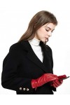 ZLUXURQ Gants dhiver à écran tactile en cuir dagneau véritable doux pour femmes rouge doublés en cachemire, M