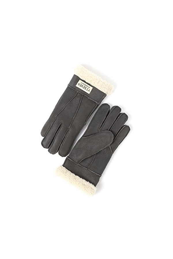 YISEVEN Hiver Femmes Gants en Cuir Peau de Mouton Moelleux Poignet en Sherpa Fourrure de Laine Doublé Chauffé Pour lHiver Co