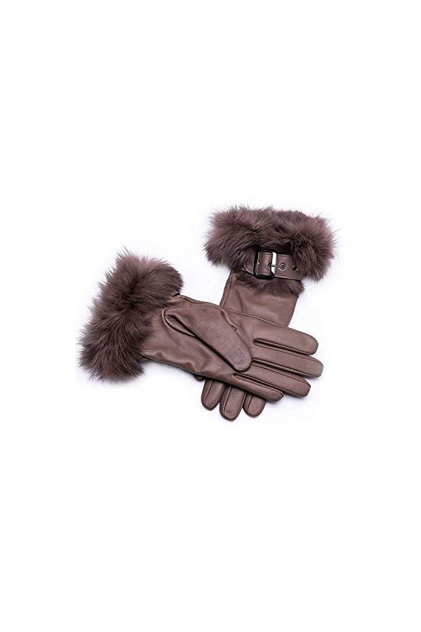 Les Femmes Touchent En Cuir Des Young Styles Gants Manchette Moufles Les Moufles Color : Taupe, Size : 65 