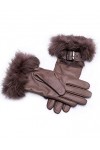 Les Femmes Touchent En Cuir Des Young Styles Gants Manchette Moufles Les Moufles Color : Taupe, Size : 65 