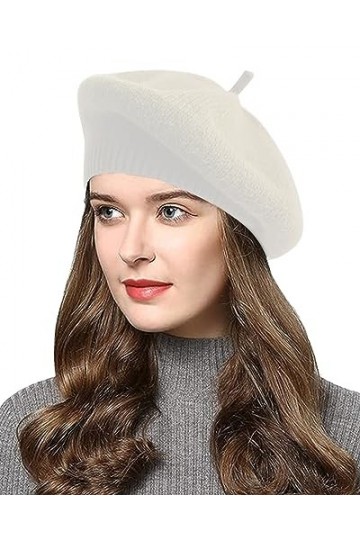 Yutdeng Bonnet Femme Béret Hiver Chaud Beanie Casquette Tricoté Élégant Bonnet Fille Français Chapeau Souples dhiver Béret C