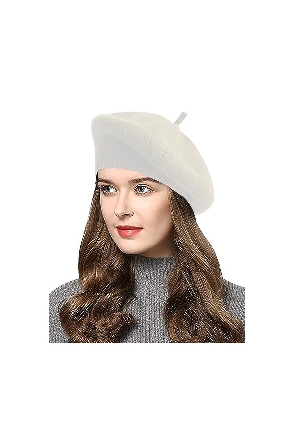 Yutdeng Bonnet Femme Béret Hiver Chaud Beanie Casquette Tricoté Élégant Bonnet Fille Français Chapeau Souples dhiver Béret C