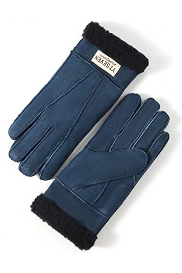 YISEVEN Hiver Femmes Gants en Cuir Peau de Mouton Moelleux Poignet en Sherpa Fourrure de Laine Doublé Chauffé Pour lHiver Co