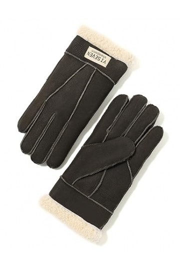 YISEVEN Hiver Femmes Gants en Cuir Peau de Mouton Moelleux Poignet en Sherpa Fourrure de Laine Doublé Chauffé Pour lHiver Co