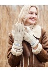 YISEVEN Hiver Femmes Gants en Cuir Peau de Mouton Moelleux Poignet en Sherpa Fourrure de Laine Doublé Chauffé Pour lHiver Co