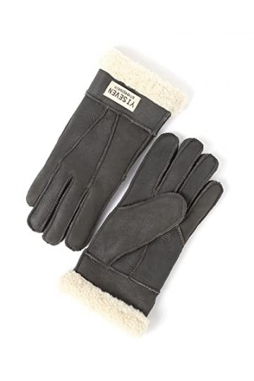 YISEVEN Hiver Femmes Gants en Cuir Peau de Mouton Moelleux Poignet en Sherpa Fourrure de Laine Doublé Chauffé Pour lHiver Co