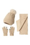 Gants Femme Hiver Femmes & Hommes Automne Hiver Chaud Mignon Laine Chapeau Écharpe Gants Slouchy Trois Pièces Hiver Neige Bon