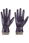 REDESS Gants en Cuir Dhiver Pour Femmes, Gants Thermiques Doublés de Laine, Gants de Conduite en Neige à Texture Décran Tac