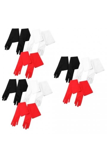 FRCOLOR Lot de 9 paires de gants longs en satin dopéra - Gants de danse - Moufles en satin - Pour enfants et femmes - Costum