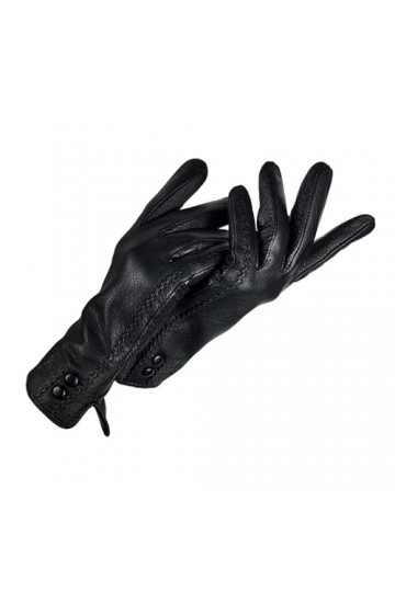 TJOIUY Gants dhiver Gants en Cuir Automne Hiver Mode Bouton décoration Chaud Doux Daim Femmes Gants Doublure Mitaines de Pro