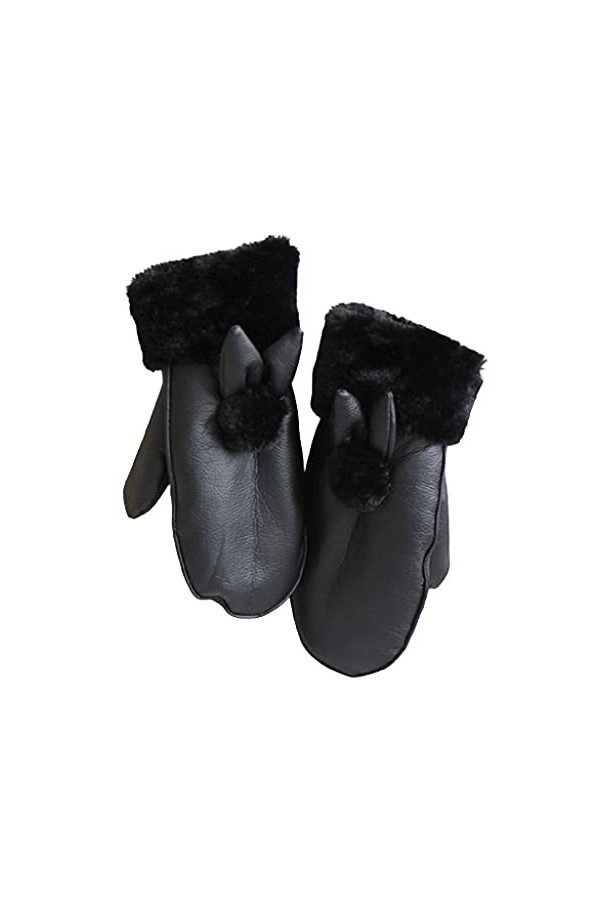ZAJ Garder au Chaud Gants en Cuir for Femmes - Gants Mignons de Mitaines - Gants par Temps Froid avec Doublure épaissie épais