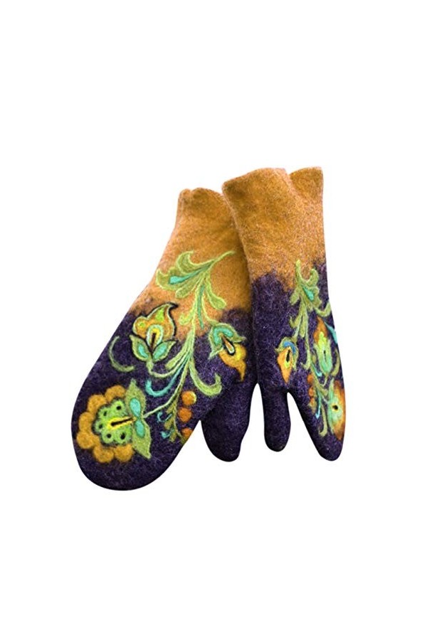 PAREKS Gants brodés Mitaines chaudes for femmes Gants dhiver de Noël colorés Gants Gants Mitaines Color : Giallo, Size : Ei