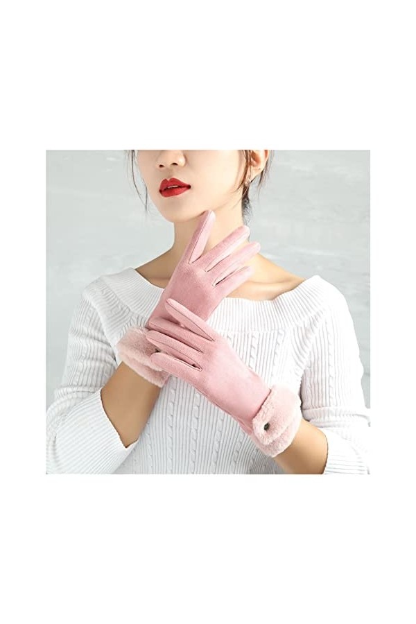 JSJJEDC Écran Tactile de Chaleur dhiver for Femmes Plus Doublure de Velours épaissie Gants à Vent déquitation Mignon Coule