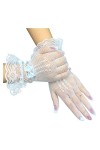 Saturey Gants de Protection Solaire dété Femmes Maille résille Gants Courts évider Gants Sexy Doigt Complet Noir Mitaines ma