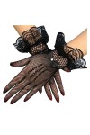 Saturey Gants de Protection Solaire dété Femmes Maille résille Gants Courts évider Gants Sexy Doigt Complet Noir Mitaines ma