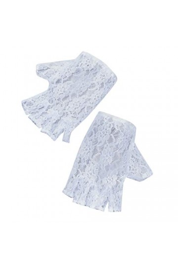 Dame Robe Gants Dames Fantaisie Noir Femmes Gants en Dentelle sans Doigts Femmes Mitaines Confortable et léger Color : White
