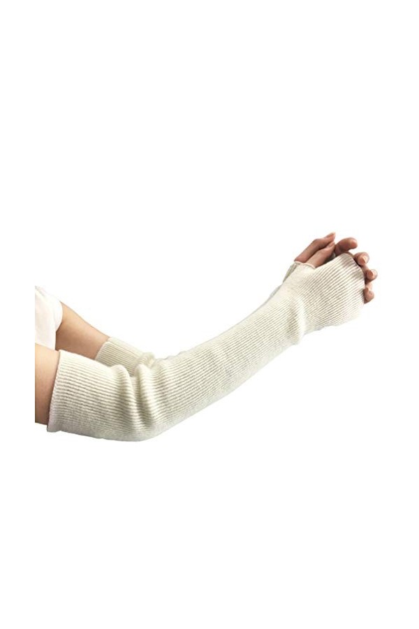 Yijinstyle Manchettes pour Femmes Gants Longs Extensibles Sans Doigts Gris 3 