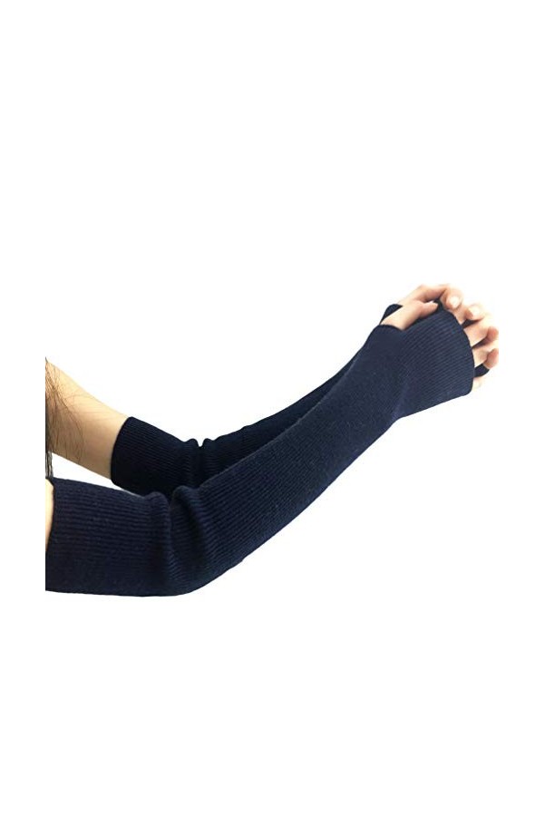 Yijinstyle Manchettes pour Femmes Gants Longs Extensibles Sans Doigts Gris 3 