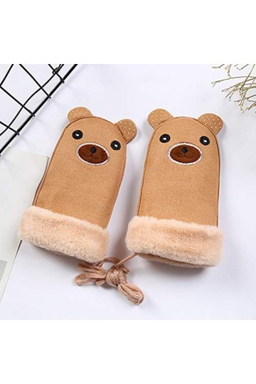 Gants Chauds Pour Enfants, Velours En Peau De Daim, Col Licou Étudiant, Mignon Et À La Mode Taille unique B Kaki