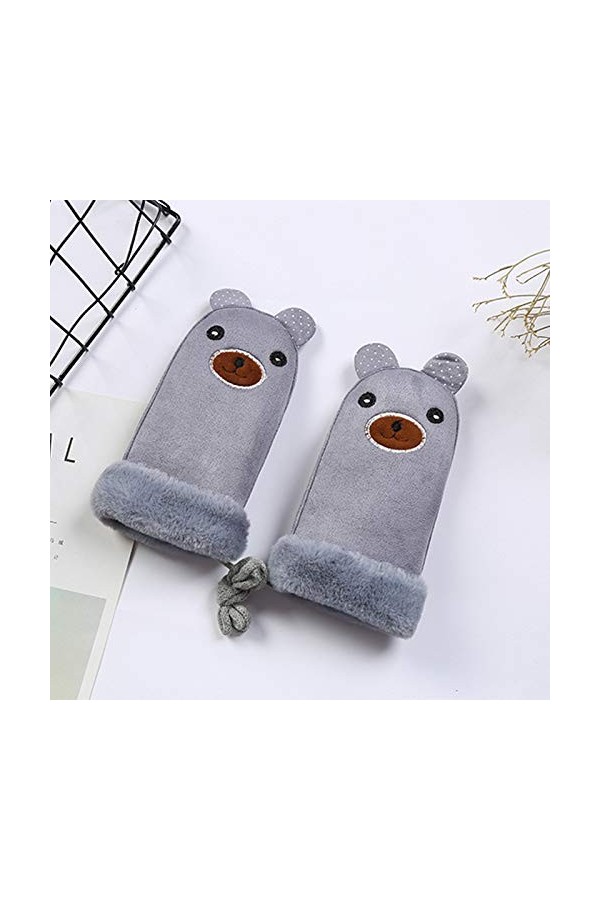 Gants Chauds Pour Enfants, Velours En Peau De Daim, Col Licou Étudiant, Mignon Et À La Mode Taille unique B Kaki