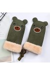 Gants Chauds Pour Enfants, Velours En Peau De Daim, Col Licou Étudiant, Mignon Et À La Mode Taille unique B Kaki