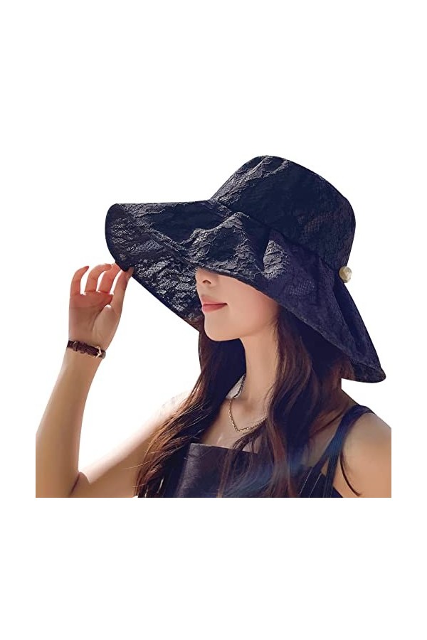 FEOYA Casquette Solaire Fille en Coton Protégé en Plein Air Anti-UV Coupe-Vent Noeud Papillon Respirant Pliable Doux Confort 