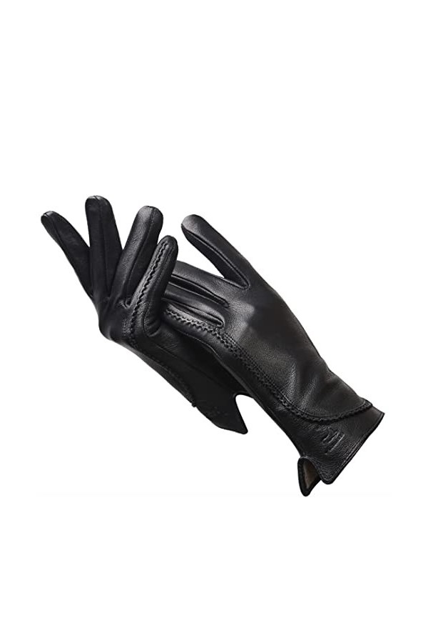 Gants dhiver simples et chauds en cuir pour femme standard 7,5