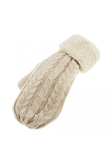 Glamour Girlz Moufles dhiver chaudes super douces doublées en polaire pour femme, beige foncé, taille unique