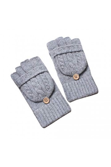 CAILIN Gants Flip Gants Câble Gants Tricotés Gants à moitié Doigts avec Gants de Couvercle Dames dhiver Gants et moufles Co