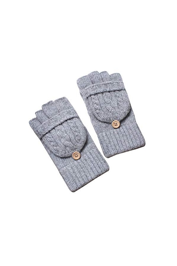 CAILIN Gants Flip Gants Câble Gants Tricotés Gants à moitié Doigts avec Gants de Couvercle Dames dhiver Gants et moufles Co