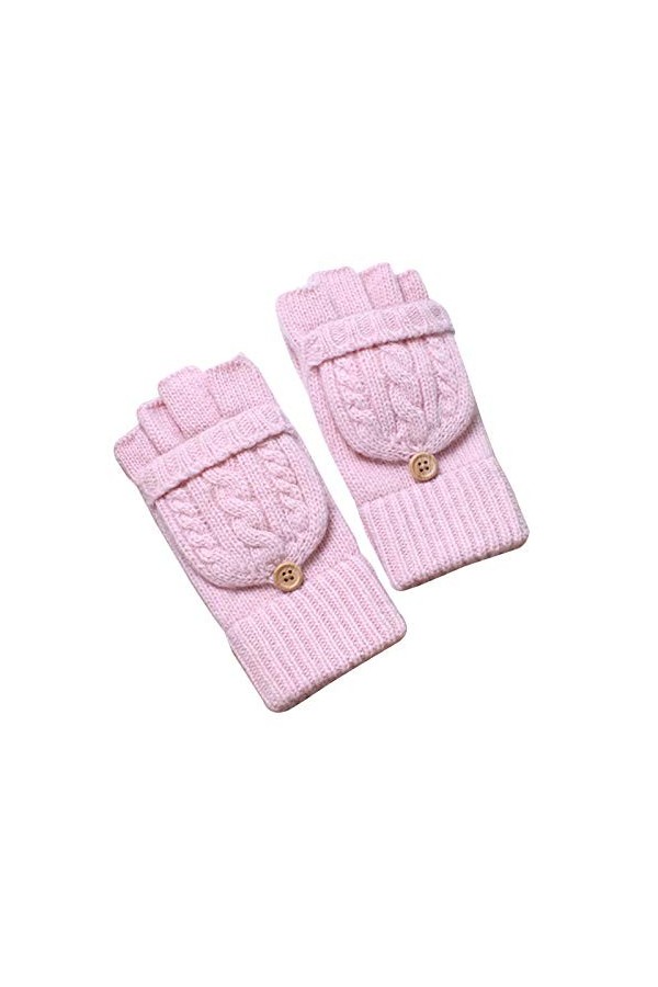 CAILIN Gants Flip Gants Câble Gants Tricotés Gants à moitié Doigts avec Gants de Couvercle Dames dhiver Gants et moufles Co
